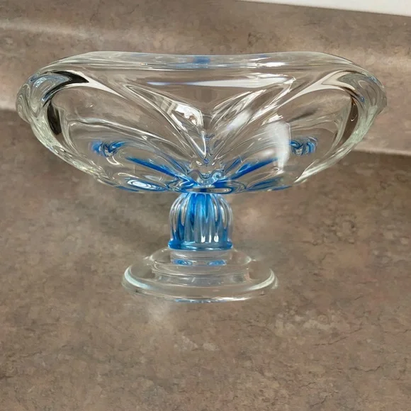 Blue and clear glass candy dish - Picture 3 of 5